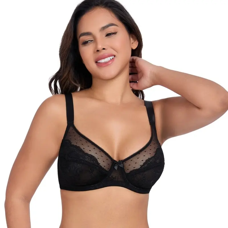 【Flash sale】Unlined breathable lace lightweight bra, large size bra without padding, ultra-thin and comfortable, support sagging breasts, with wire,