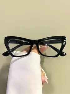 Cat Eye Fashion Glasses Unisex, Casual Style PC Frame Eyewear for All Seasons, Trendy Minimalist Eyeglasses, Casual Fashion Frames