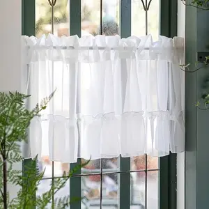 Romantic Short Curtain Layer for Living Room, Kitchen Cabinet Home Decor, Transparent Bar Mesh Curtains, Minimalist Korean Style Drapes, Window Curtain