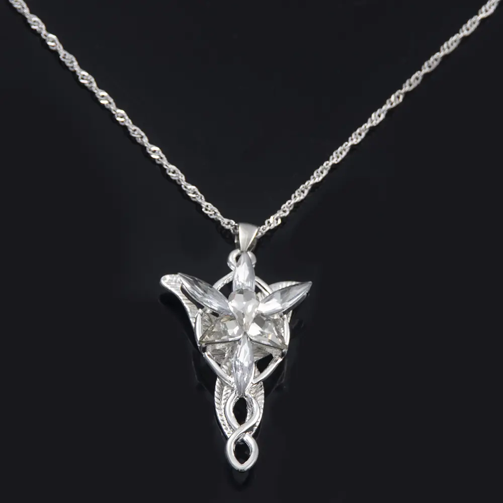 Lord of the Rings Unisex Crystal-Embedded Pendant Crystal Necklaces, Elf Princess Arwen Twilight Star Choker, Women's Fashion Bag Accessory Gift Charm