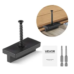 VEVOR 500PCS Hidden Deck Fasteners for Composite Decking Board, Universal Composite Clips & Plastic Hidden Fasteners with Metal Screws,Polypropylene PP Clips Works with 0.22 inch Gaps, Black