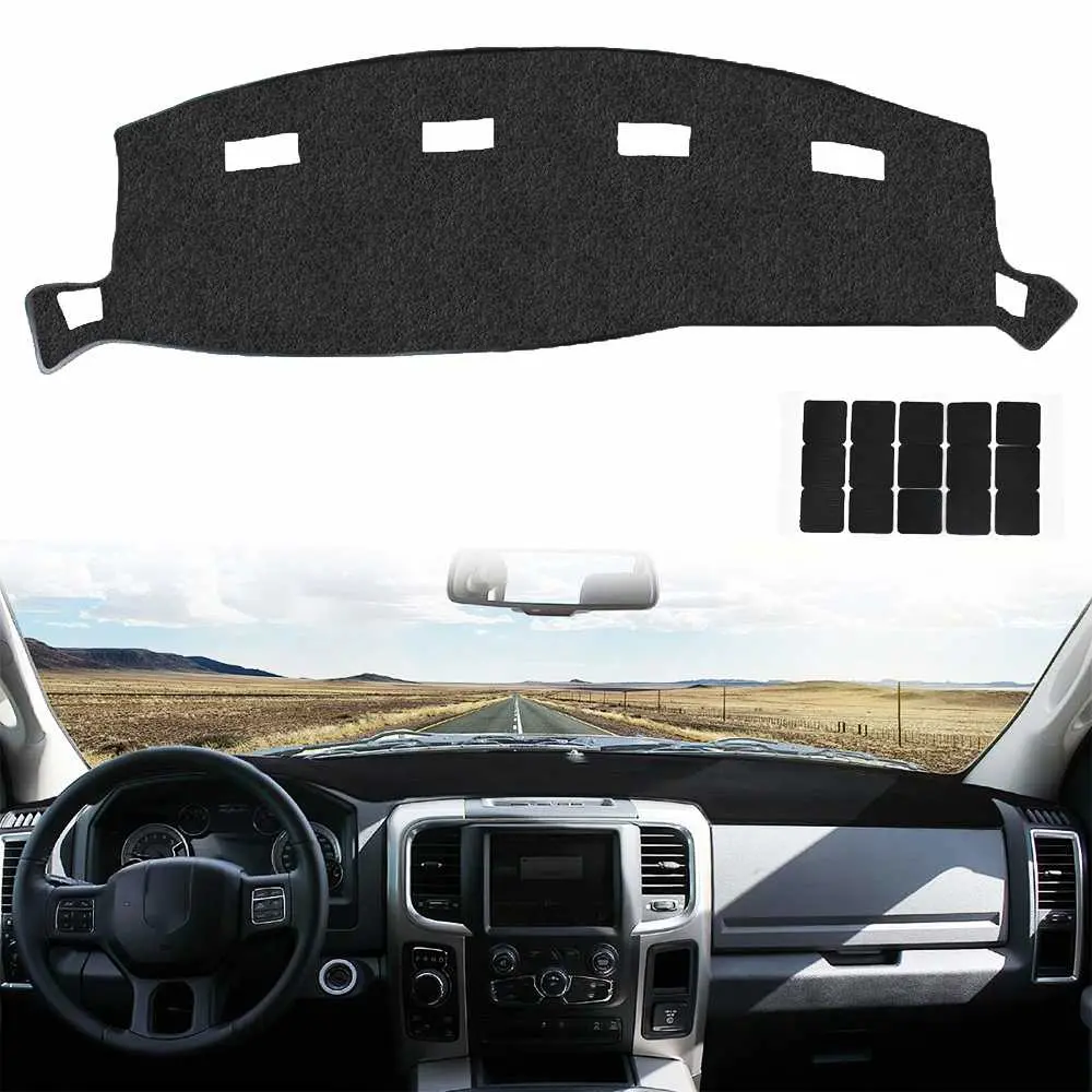 Motorbymotor Custom-Fit Interior Dashboard Cover, Car & Truck Fitting Accessory for 2002-2005 Dodge Ram 1500/2500/3500, Black Polyester with Contours, Large Vent Cut-Outs, UV Protection, Non-Slip Pad, Easy Installation, Eliminates Cracking
