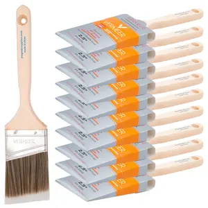 Vermeer Paint Brushes - 12-Pack - 2.5" Angle Brushes for All Latex and Oil Paints & Stains - Home Improvement - Interior & Exterior Use
