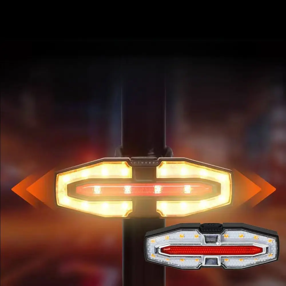LED Bike Rear Turn Signals - Wireless Remote, USB-C Rechargeable & Audio Alerts | E-Bike/Road Bike
