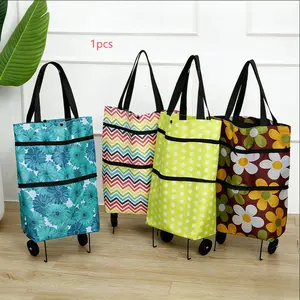 Dual-Use Shopping Bag, Convertible Rolling Cart, Foldable Grocery Carrier, Hands-Free Shopping Tool, Multifunctional Portable Trolley, Reusable Bag, Folding