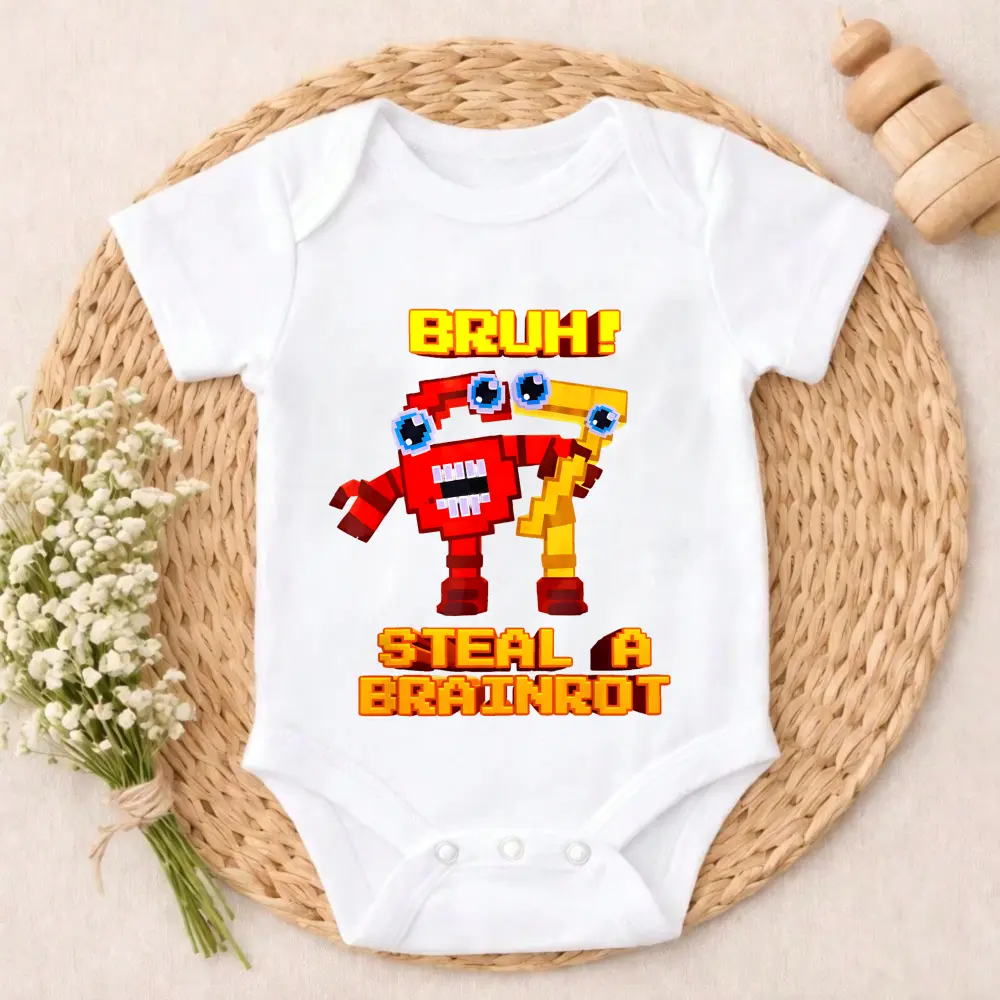 Premium Cotton Baby Bodysuit Robot Cartoon Graphic Print 100% Pure Cotton Non-Irritating Snap Closure Breathable Stretchy Perfect For Gifting & Everyday