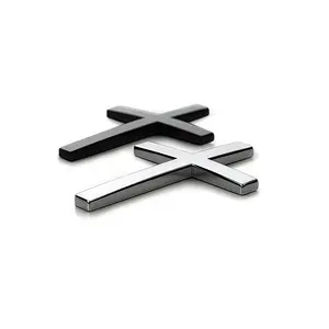 Two Pcs 3D Cross Sticker Christian Car Exterior Decorative Sticker Universal Car Accessories for Motorcycle & SUV Emblem Badge D
