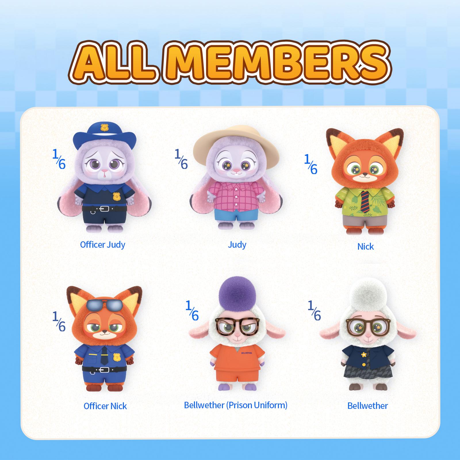 Disney Zootopia Soft Vinyl Plush Toy Blind Box Cute Mystery Animal Figurines Adorable Nick Judy Bellwether Costume Designed Collectible Surprise Halloween Christmas Holiday Gift for Kids, Girls, Boys, Fans & Collectors Valentine Gift for Girlfriends