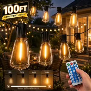 【GLEAM】100FT Solar String Lights, Waterproof & Shatterproof, 8 Modes with Dusk to Dawn and Dimmable, Great for Patio, Porch, or Garden.
