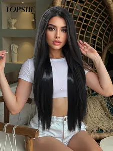 30 Inch Long Straight Wigs for Women, Gorgeous Fluffy Wigs without Bangs, Synthetic Lace Front Wigs, Glueless Straight Wig for Party, Daily Use