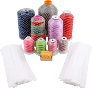New brothread 100pcs Thread Net Spool Saver for Different Sizes of Embroidery Sewing Quilting and Serger Thread Spools/Cones - 9.8" (25cm) Long Each Piece