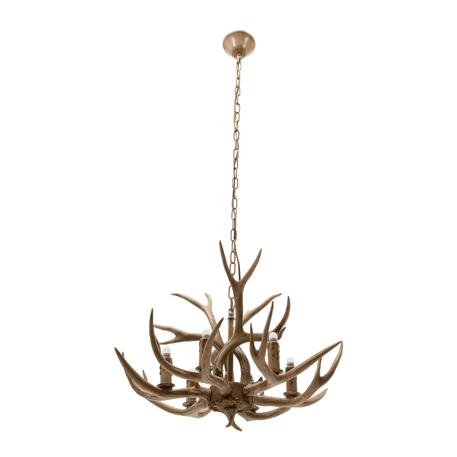 NoBrand Rustic 6-Bulb 45cm Height Ceiling Pendant Lamp - Vintage Resin Deer Horn Antlers Design, Easy Installation, Fast Shipping, Ideal for Dining Room, Porch, Sunroom, New Home & Attic Indoor Lighting Decor