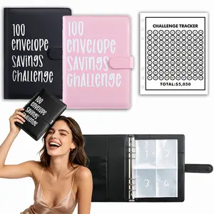 100 Envelopes Installment Saving Challenge, Cash Challenge Binder, Plan Installment Savings with Budget Book & Cash Slots, Reach $5050 Savings Amount Gradually