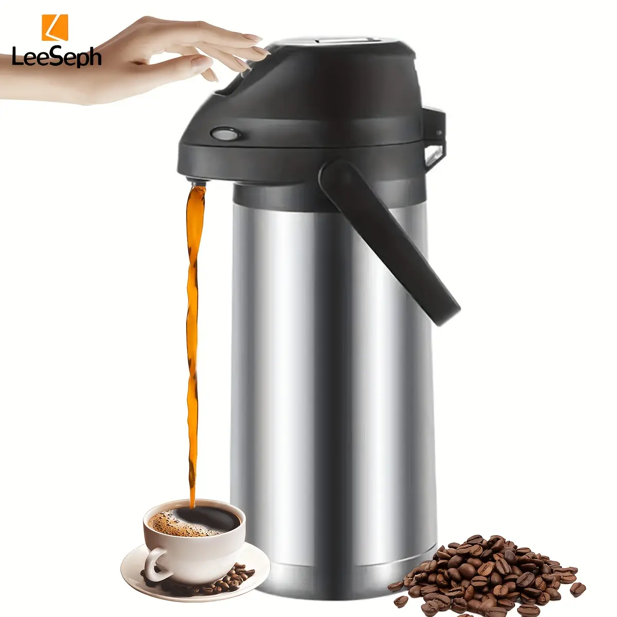 Airpot Coffee Dispenser with Pump, 66 Oz Double-Wall Insulated Stainless Steel, 12 Hour Heat 24 Hour Cold Retention, Thermal Beverage Dispenser, Coffee Bar Accessories, Coffee Equipment, Kitchenware