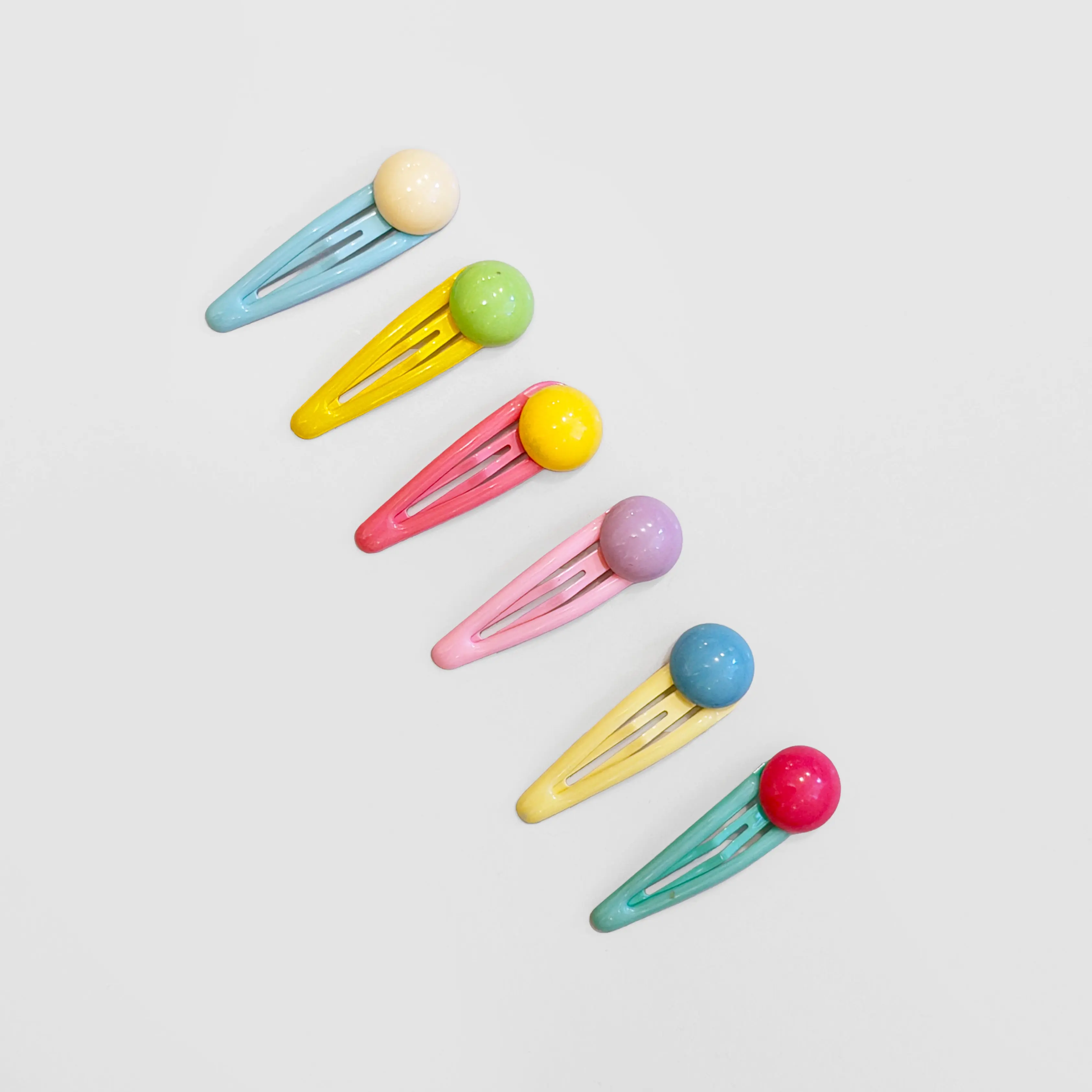 Unisex Polka Dot Hair Clips - Pack of 6, 1 Size, Dots Design for Everyday Use
