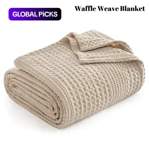 1 PC Lightweight Waffle Weave Blanket , Breathable & Cloud Soft, Cozy & Thin, Multifunctional Blanket for All Season & Hot Sleepers, Bed, Home Decor - Single/Double/Throw/Twin/Queen/King #GLOBAL PICKS