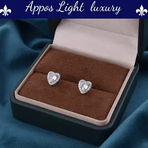 Exquisite Heart Earrings with Zircon Studs for Women, Boutique Design, Hypoallergenic, Non-removable Ear Cuff, Petite and Delicate Jewelry