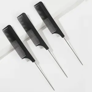 Portable Rat Tail Comb, 3 Counts/set Professional Hair Styling Combs with Stainless Steel Pintail, Hair Styling Tools for Hair Salon & Home, Durable Hairdressing Comb, Hair Care Tool