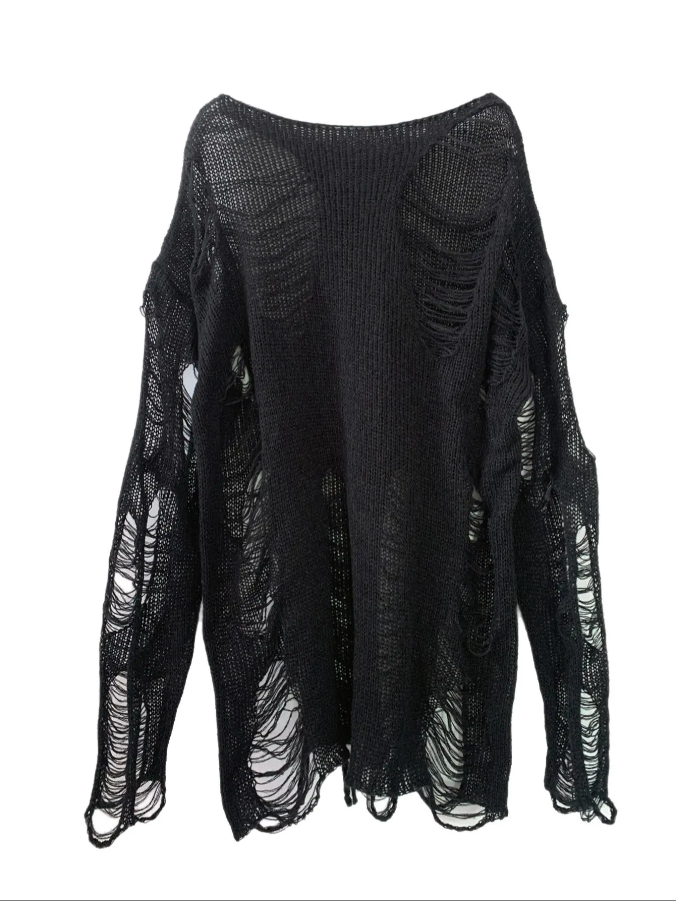 Women's Basic Plain Ripped Drop Shoulder Loose Oversize Baggy Sweater Tops, Casual Long Sleeve Boat Neck Jumper Fit for Fall & Winter, Fashion Womenswear Ladies' Knitwear for Daily Wear