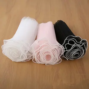 5 Yards Long Pleated Wavy Bouquet Wrapping Mesh, Elegant Floral Fabric, 1 Count Cuttable Wavy Yarn Decoration, Flower Packaging Material, Florist Supplies, Floral Lace Sheer