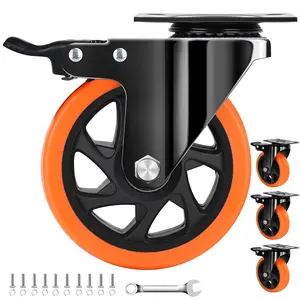Caster Wheels, 5 Inch Heavy Duty Casters Set of 4, Silent Industrial Casters Load 2600lbs, Swivel Casters for Furniture, Workbench and Cart Wheels