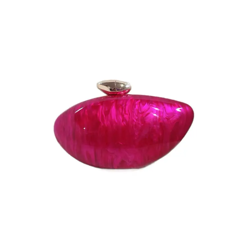 Eve’s Apparel & Accessories Pink Marble Resin Clutch Handbag – Women’s Evening & Special Occasion Statement Purse