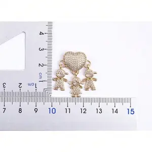 18k Gold Plated Heart Shaped Family Girls and Boys Pendant Necklace Copper Chain Mother's Day Anniversary Pendant Jewelry Gift