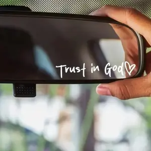 Christian Bible Verse Mirror Sticker, Self-Adhesive Shiny Design, Teacher Religious Gift, Heart-Shaped 'trust God' Pattern, Universal Car Sticker