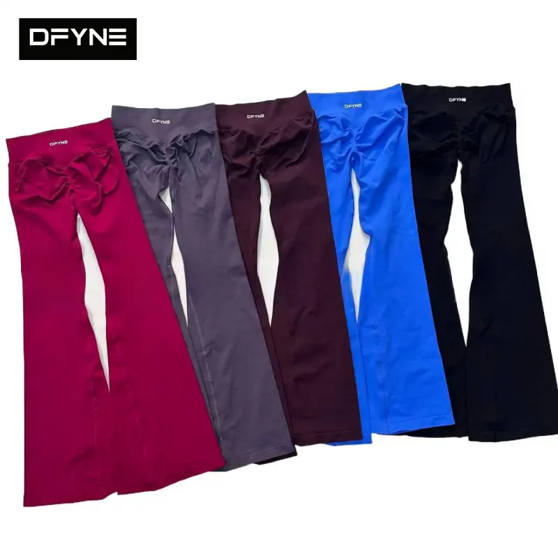 DFYNE Women's Seamless High-Stretch Impact Flare Leggings, Womens Fitness Athletic Style Sports Bottoms for Yoga & Gym, Athletic Style Women's Sports Leggings