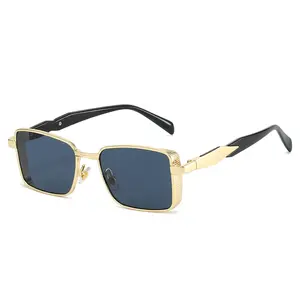 New stylish metal sunglasses for men, fashionable square large-frame personalized glasses