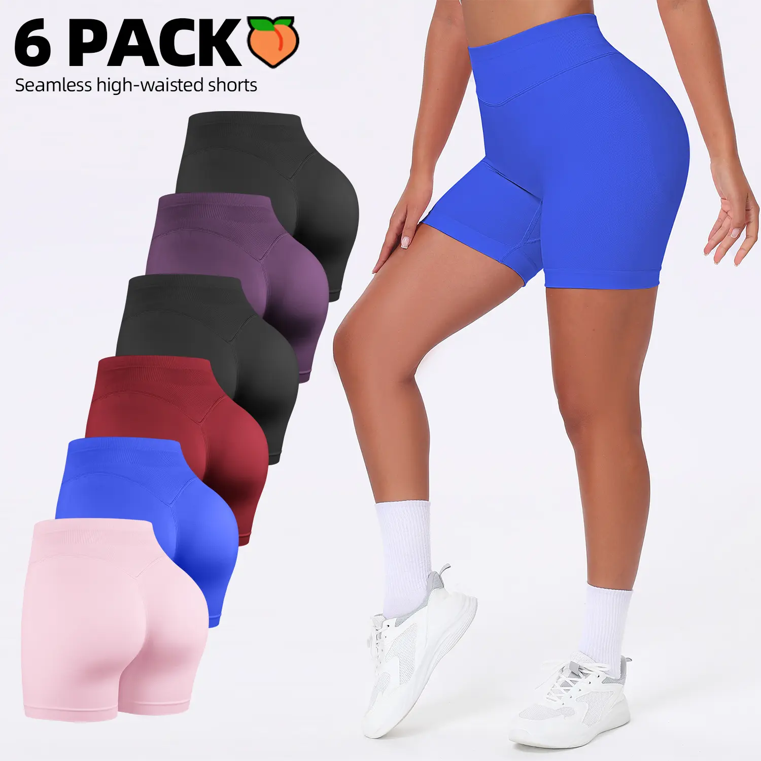 3 /6 Pack Seamless High Waisted Biker Shorts for Women, Tummy Control Butt Lifting Workout Yoga Shorts, Soft Non See Through Athletic Shorts for Running Gym Volleyball