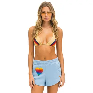 RAINBOW HEART STITCH LOUNGER SHORT - ICE