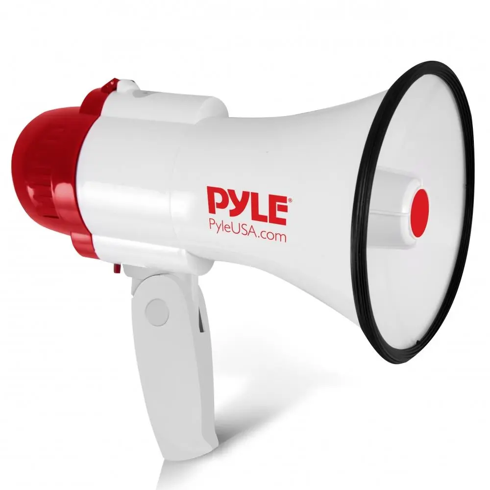 Compact 30W Megaphone with Built-in Siren - White | 800 Yard Range Loudspeaker with Adjustable Volume Control - Handheld Mini Speaker for Coaches, Emergency Announcement, Commercial & Outdoor Use