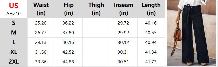 Women's Pants Waist Tie Elegant Wide Leg Denim Pants Wide Leg Pants baggy jeans