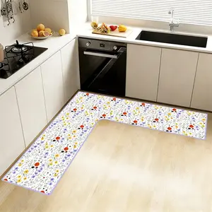 Kitchen diatom mud L-shaped large size floor mat restaurant anti-slip mat shower room door mat bathroom corner mat door mat Washable Floral Rug