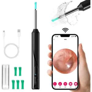 Ear Wax Removal Tool, BK Ear Cleaner with Camera,Earwax Removal Kit with Light,Wireless Ear Scope for iOS&Android,Insects & Plant Microscopes,Visual Earwax Removal Kits (Black)