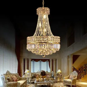 Luxury Gold Crystal Chandelier, Height-Adjustable Chain Modern 16.5-Inch E12 Crystal Chandelier for Dining Room/Corridor/Living Room