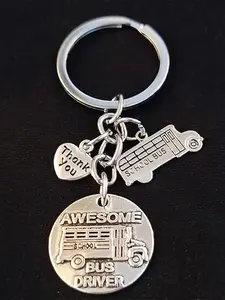 Unique Keychain: Cool School Bus Driver Keychain, School Bus Driver Gift, Thank You Key Ring, Men's Bag Hanging Accessory