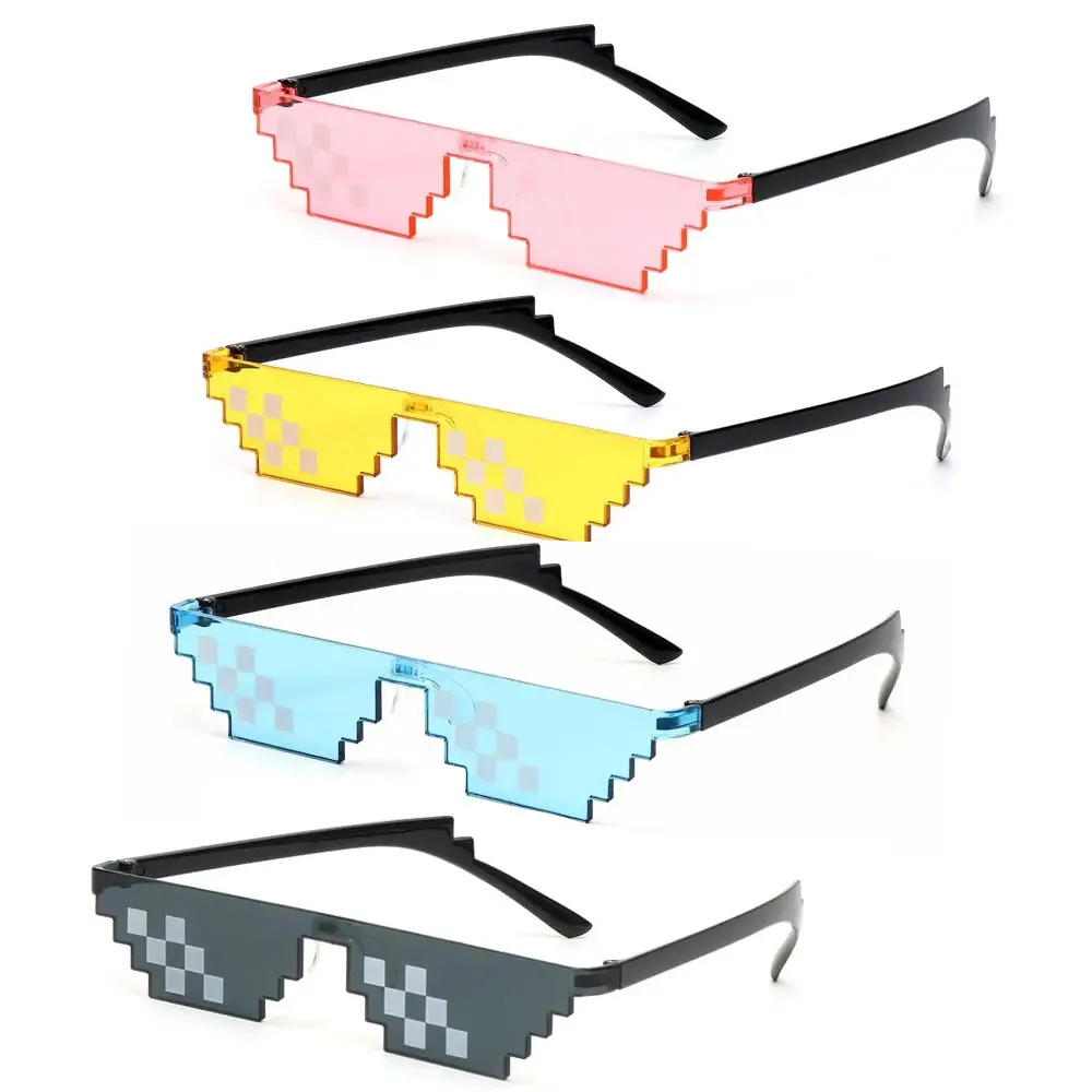 2026 NEW Design Funny Mosaic Sunglasses Thug Life Sun Glasses Pixel Black Retro Gamer Robot Sunglasses Birthday Party Cosplay Favors 2026 For your cars New for your car décor