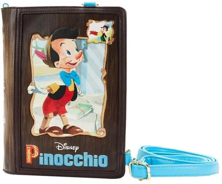 Loungefly Disney Classic Books Pinocchio Convertible Crossbody Bag - Adjustable Strap, Vegan Leather, PU Leather, Special Products Purse Crossbody Bag