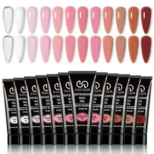 12 Colors Solid Color Poly Gel Nail Extension Set, 12pcs/set Semi-permanent UV Manicure Gel, Easy To Use Nail Art DIY Kit for Salon & Home Use, Polygel Nail Kits, Nail Tech Supplies