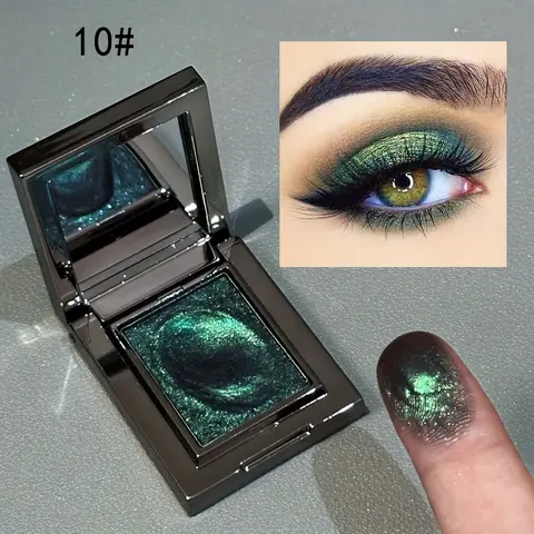HERORANGE Green Pearlescent/Metallic/Matte Multi-effect High Color Rendering No Powder Flying Waterproof Long-lasting Makeup Beginner Flawless Shadows Palette Eyeshadow Palette Music Festival Party Stage Makeup Two-piece Set