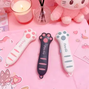 Cat Paw Box Cutter Retractable Utility Knife Cute Aesthetic Office School Supplies Gifts for Women Girls Pink Portable Safety Blade Craft Tool