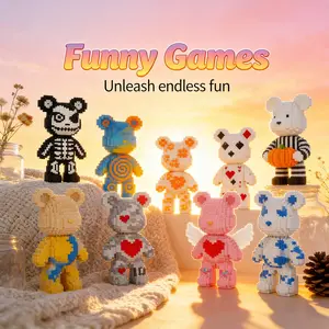 Multicolor Surprise Gift Bear 3D Puzzle Creative Building Blocks Decoration, Home Office Bookshelf Decor, Party Living Room TV Stand Display