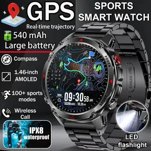 Men's GPS Digital Smart Watch, Full Touchscreen, Wireless Calling, Waterproof, 120+ Sports Modes, Smartwatch For Fitness, Weather Display, Compass, Altitude Sensor