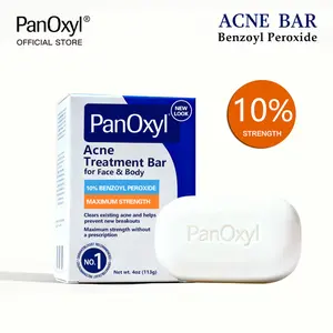 [PanOxyl official] PanOxyl Acne Treatment Bar Soap with 10% Benzoyl Peroxide, Maximum Strength for Face, Chest and Back - Skincare, 4 oz Clear Daily Cleanser