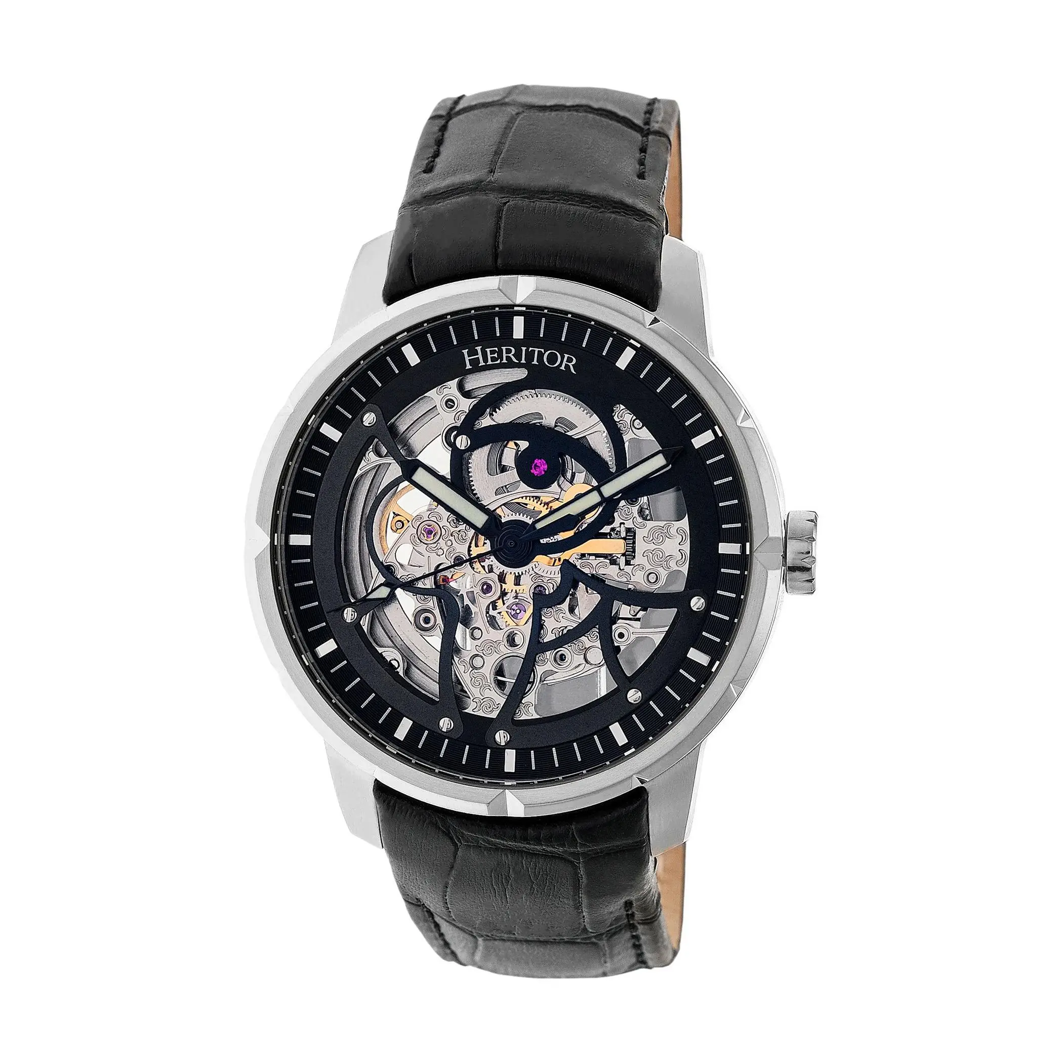 Heritor Automatic Men's Ryder Skeleton Stainless Black Watch