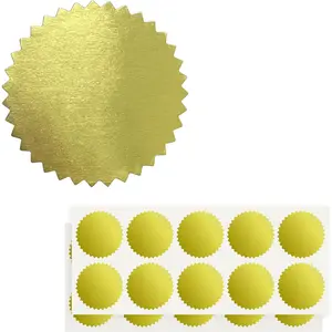 2 inch Round  Foil Stickers for Embossing 200 count,  Blank Self Adhesive Notary Embosser Seal Stickers with Serrated Edge for Certificate Package, Envelope, Wafer, Awards Legal Metallic
