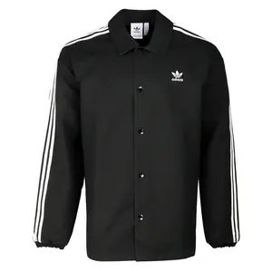 adidas Mens Mesh Coach Button Down Jacket Athletic Outerwear Casual - Black