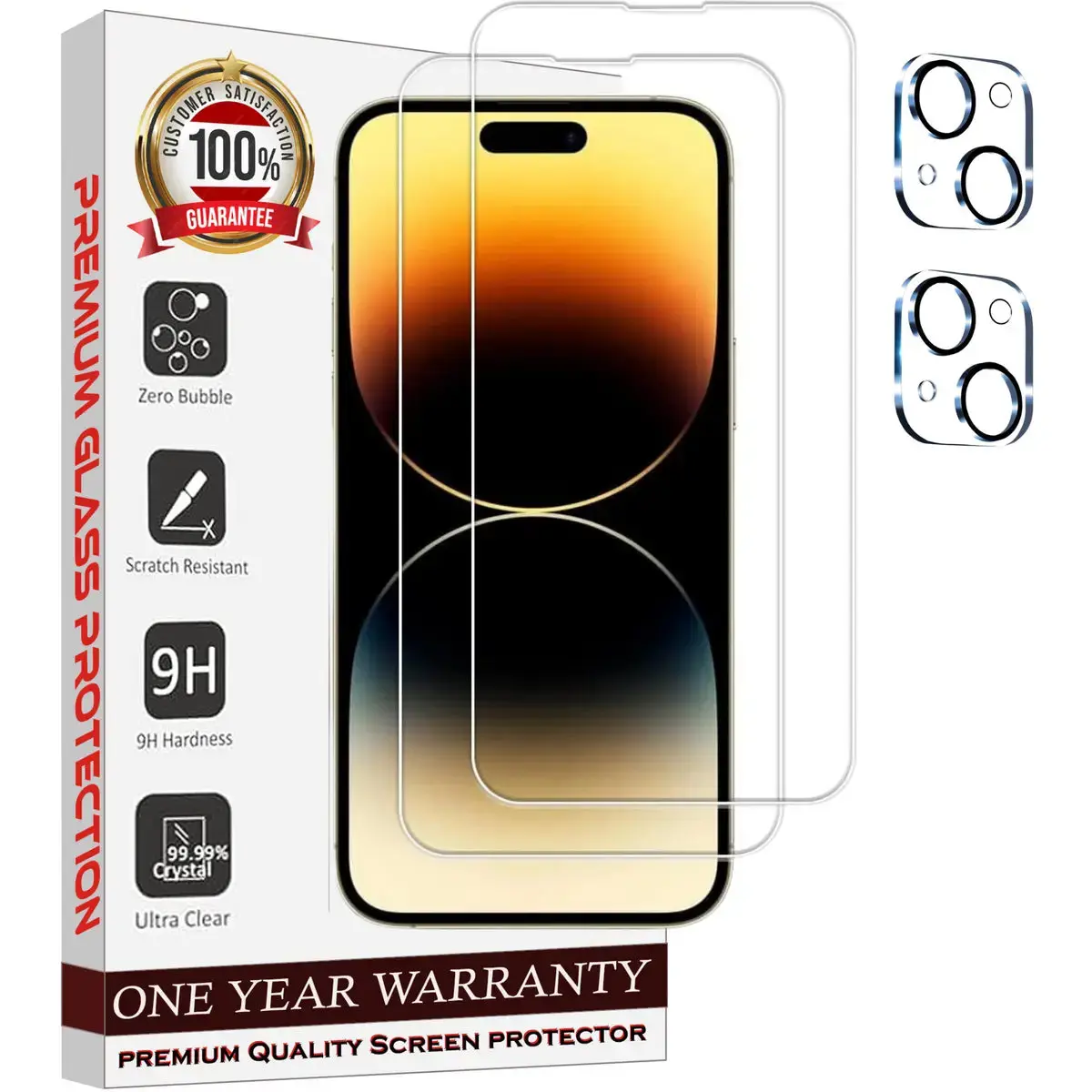 Entronix Clear Screen Protector & Camera Lens Protector Compatible with iPhone 15 - 4-Piece Combo Cover Durable